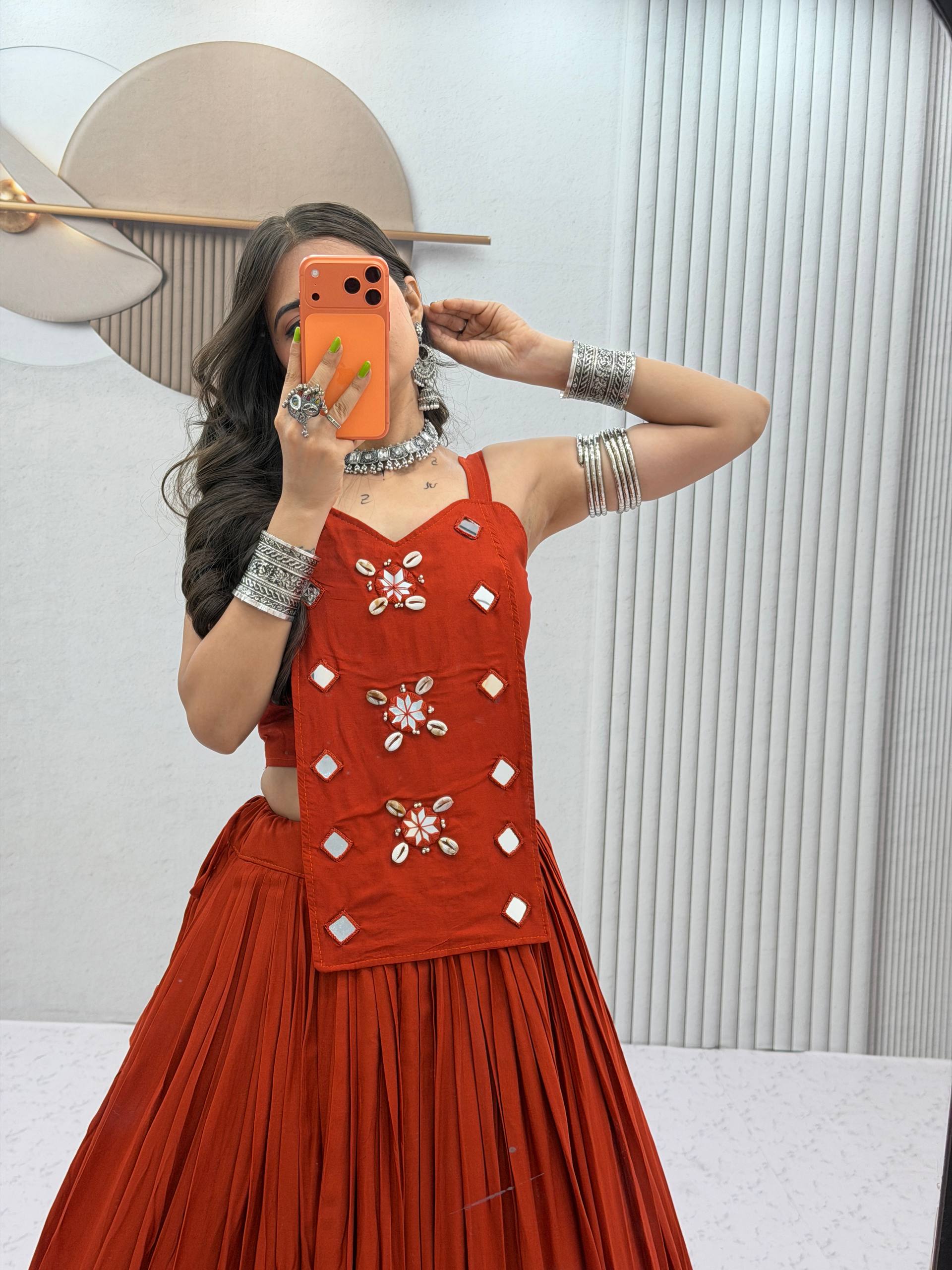 Traditional Garba Wear Pure Cotton Lehenga Choli with Custom Margin