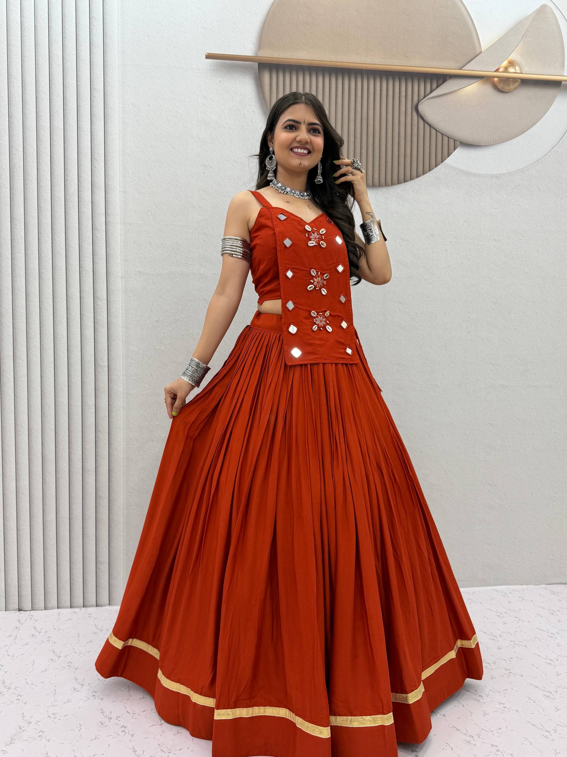 Traditional Garba Wear Pure Cotton Lehenga Choli with Custom Margin