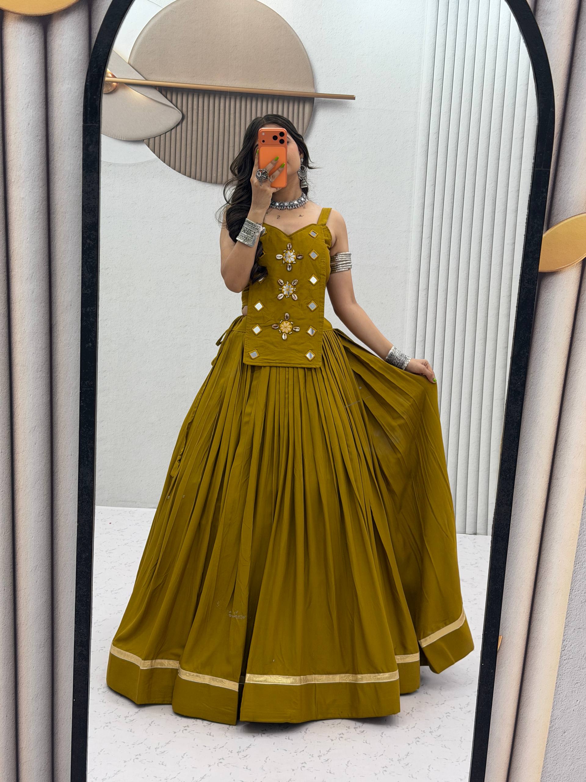 Traditional Garba Wear Pure Cotton Lehenga Choli with Custom Margin