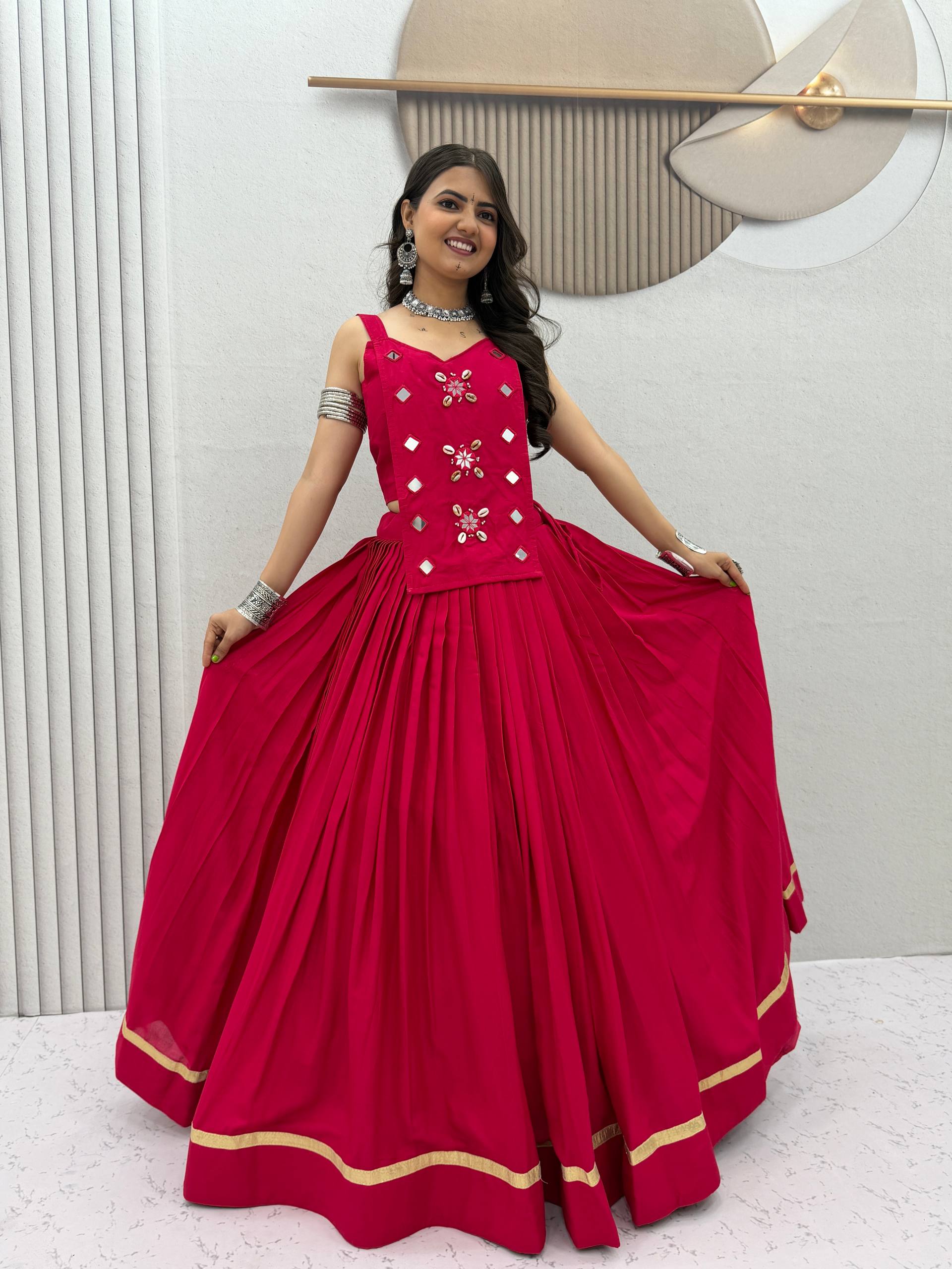 Traditional Garba Wear Pure Cotton Lehenga Choli with Custom Margin