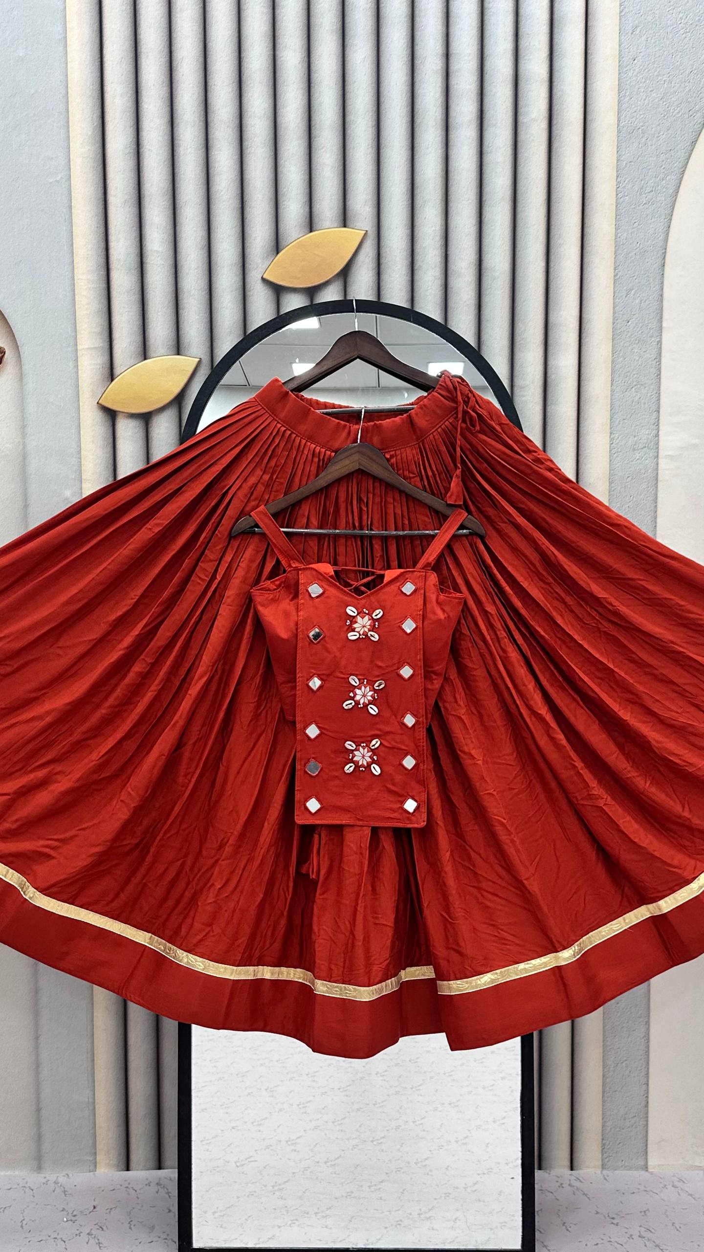 Traditional Garba Wear Pure Cotton Lehenga Choli with Custom Margin