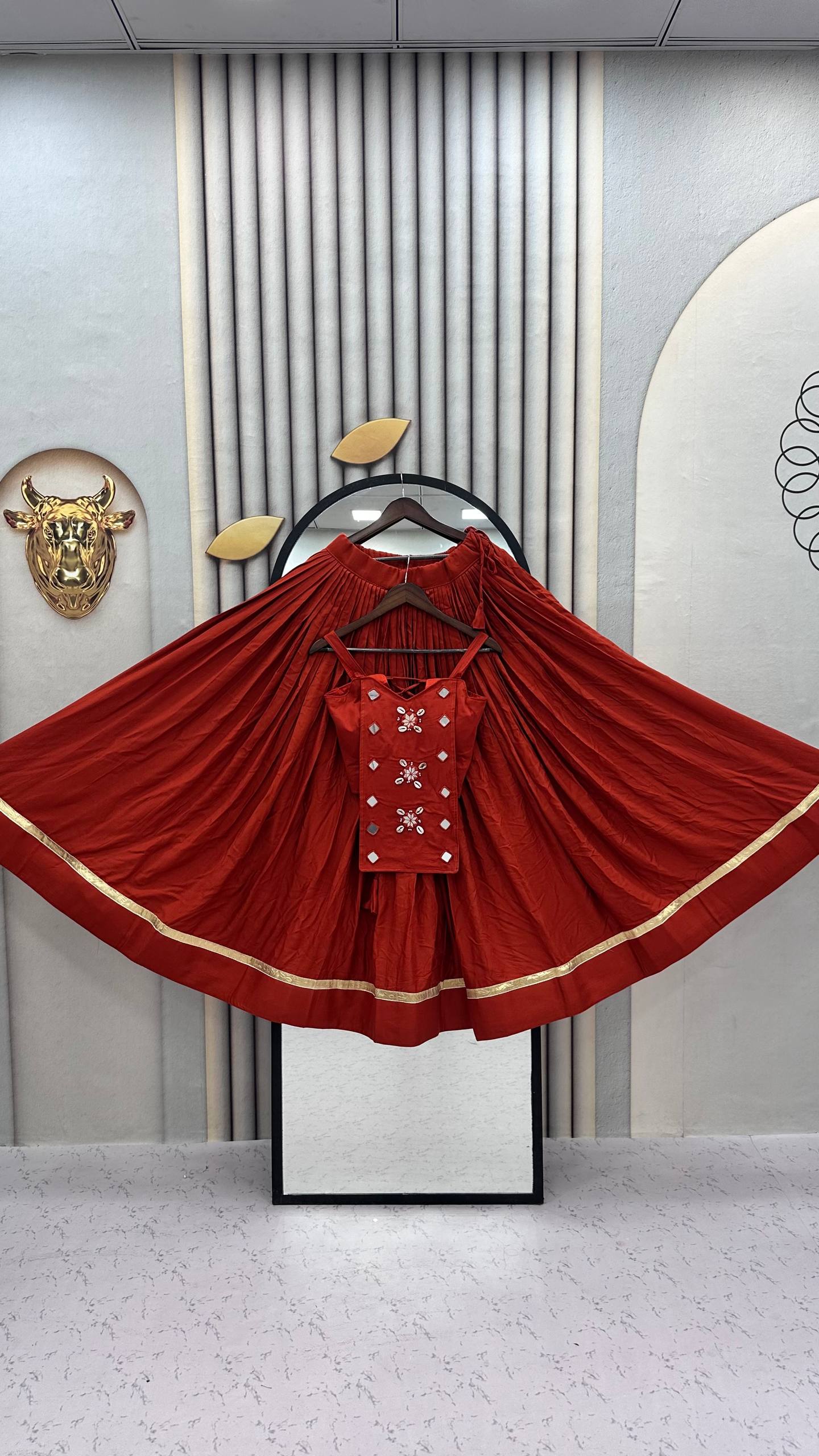 Traditional Garba Wear Pure Cotton Lehenga Choli with Custom Margin