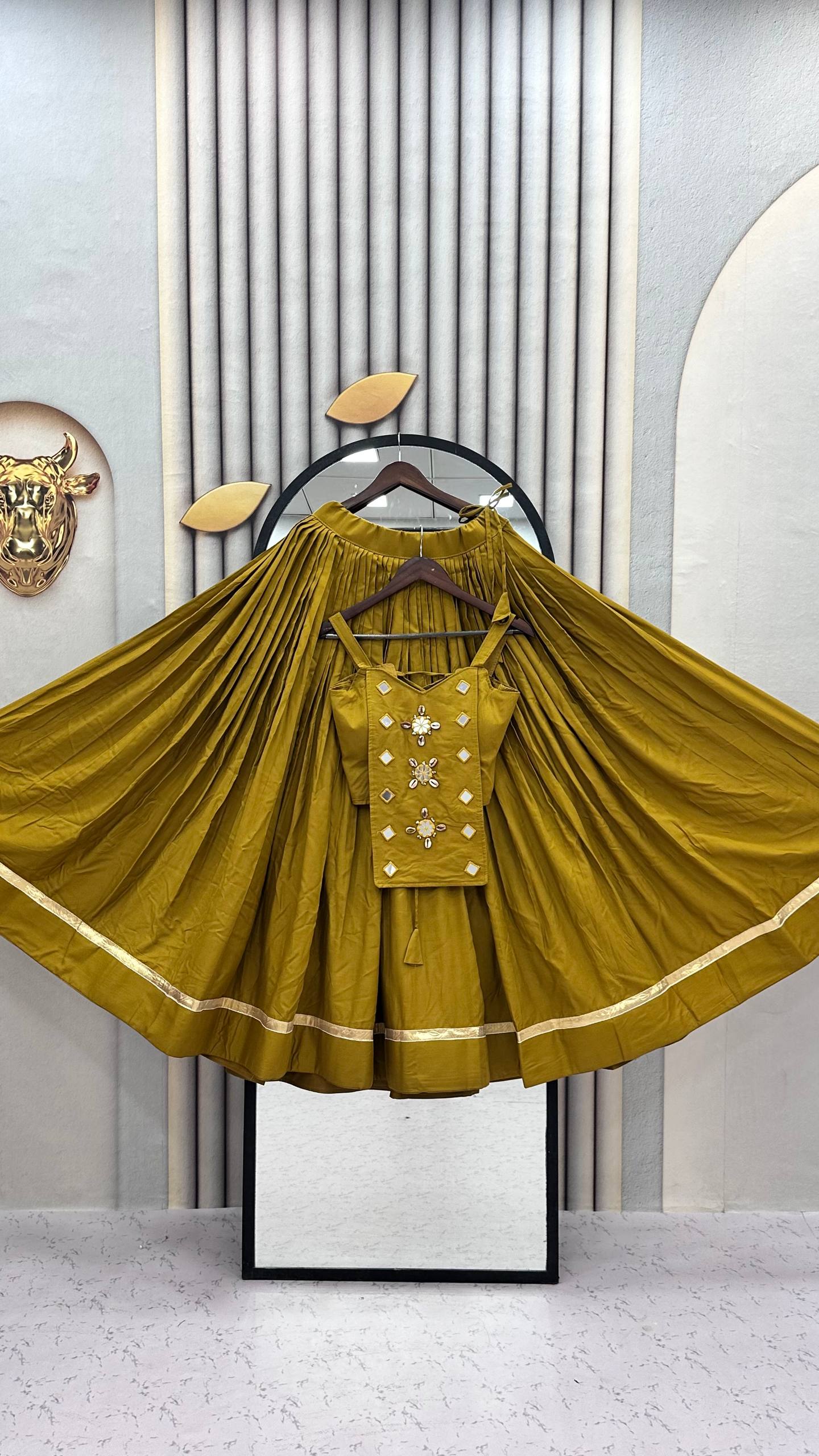 Traditional Garba Wear Pure Cotton Lehenga Choli with Custom Margin