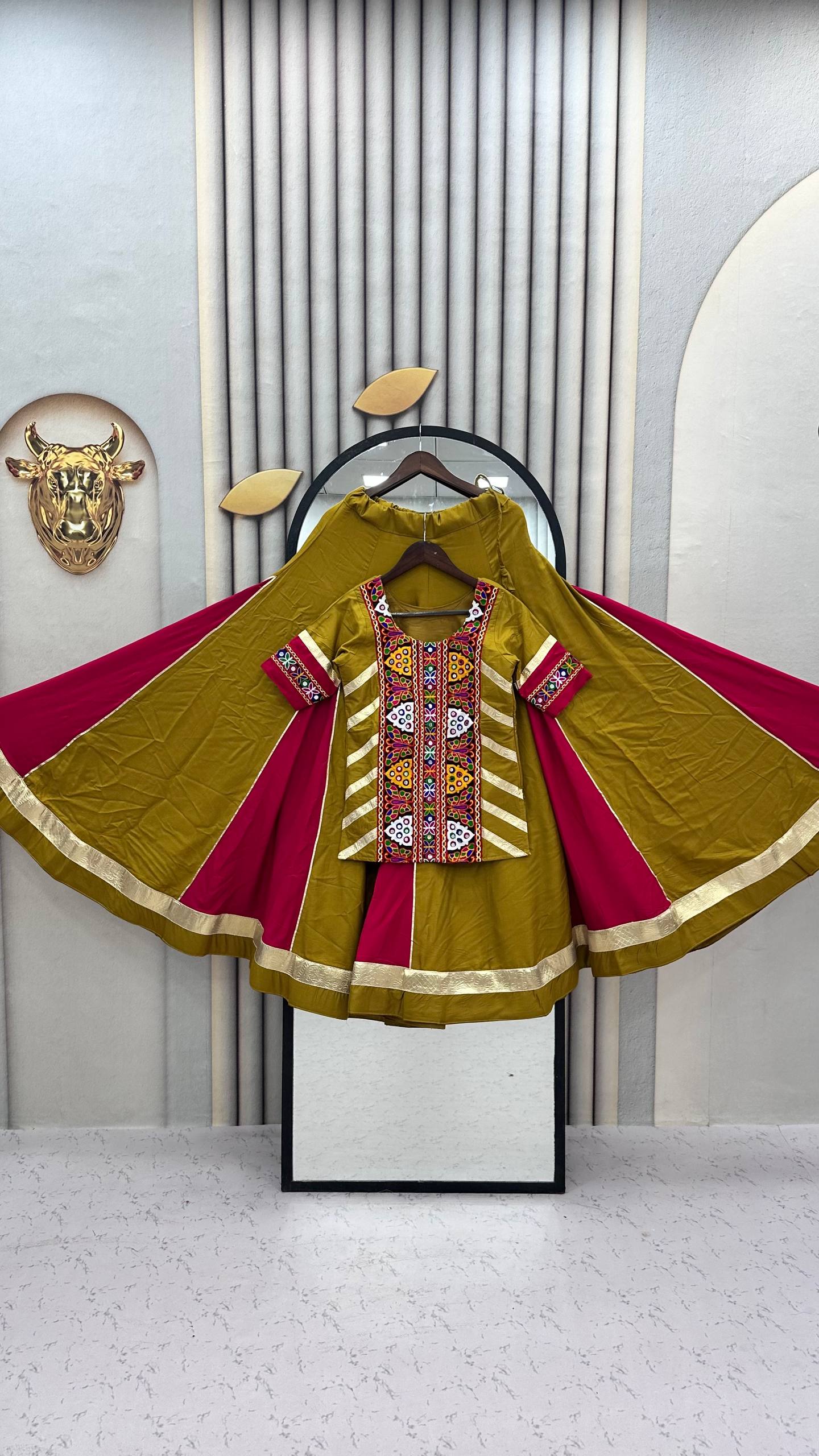 Traditional Pure Cotton Navratri Kediyu Lehenga Set
