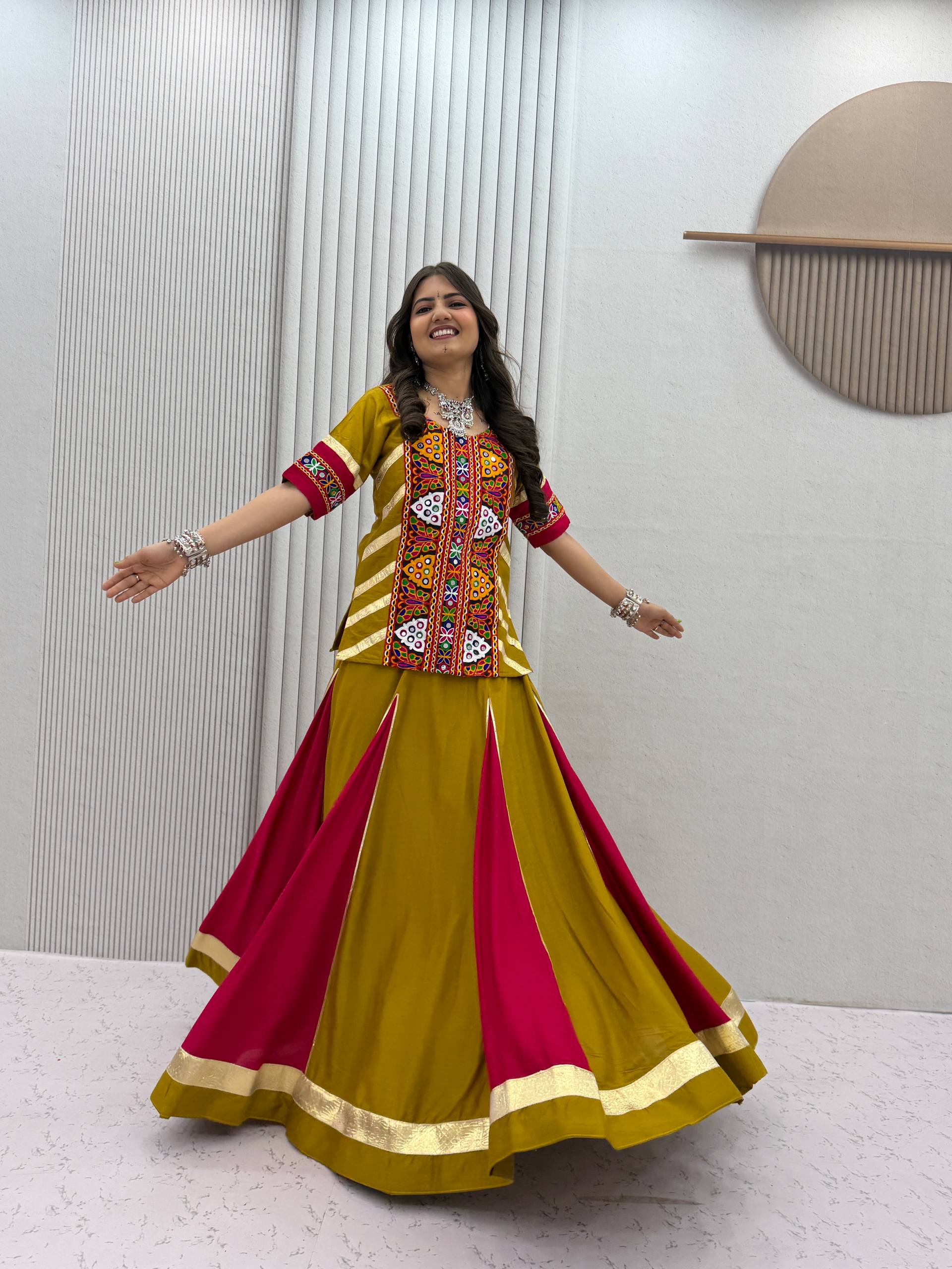 Traditional Pure Cotton Navratri Kediyu Lehenga Set