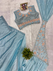 Premium Rangoli Silk Ready To Wear Saree with Embroidery & Beads Work | Stylish Party Wear Saree Set