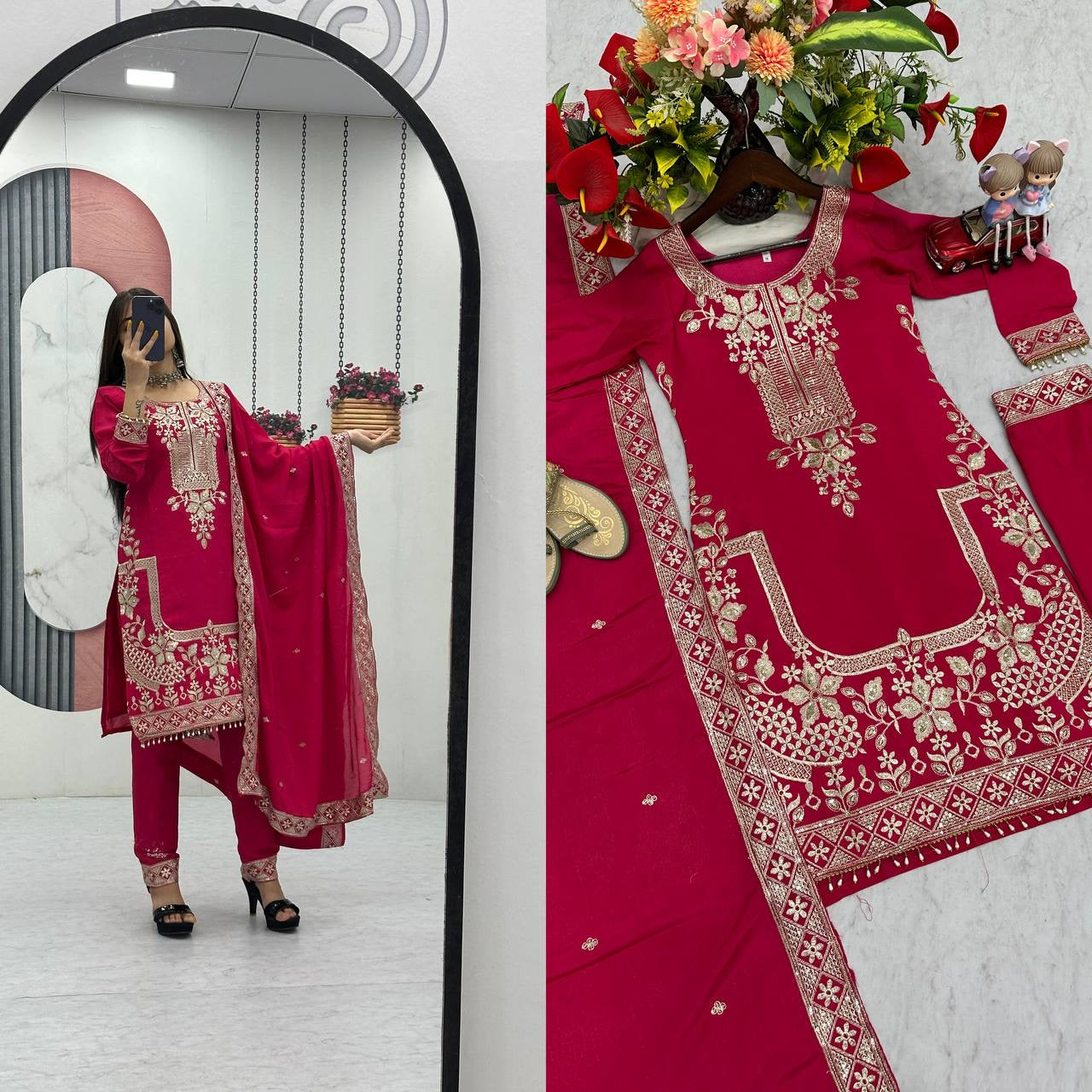 New Designer Party Wear suit-Pent and Dupatta Set