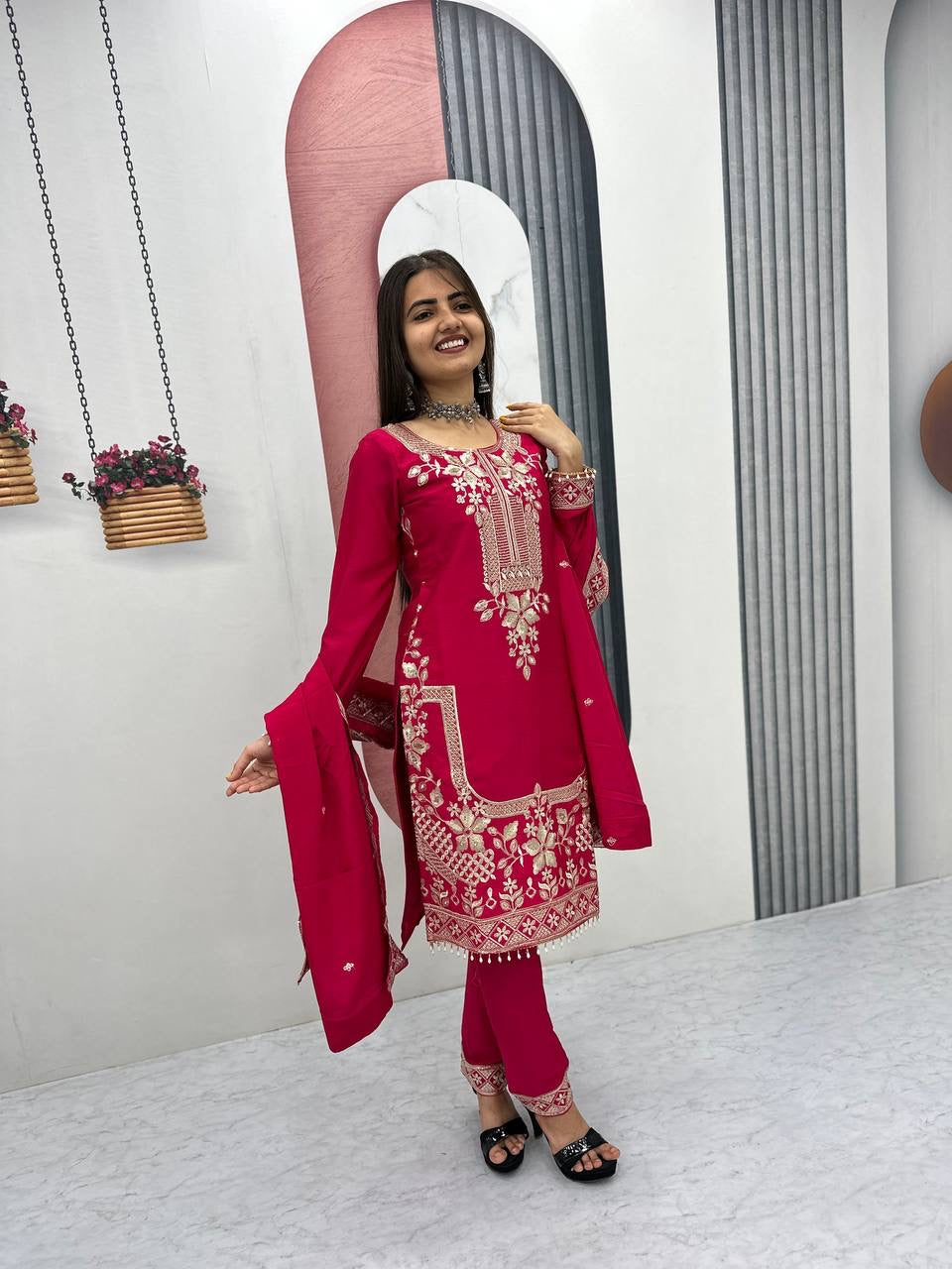 New Designer Party Wear suit-Pent and Dupatta Set