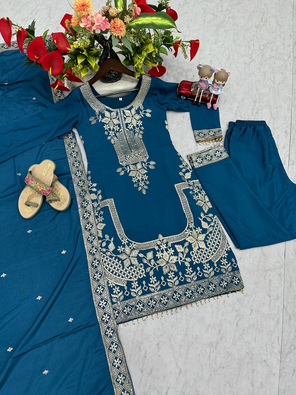 New Designer Party Wear suit-Pent and Dupatta Set