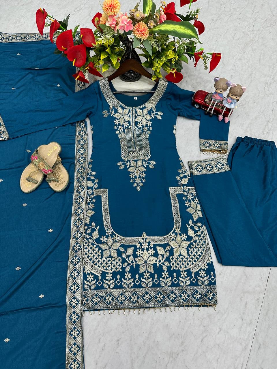 New Designer Party Wear suit-Pent and Dupatta Set
