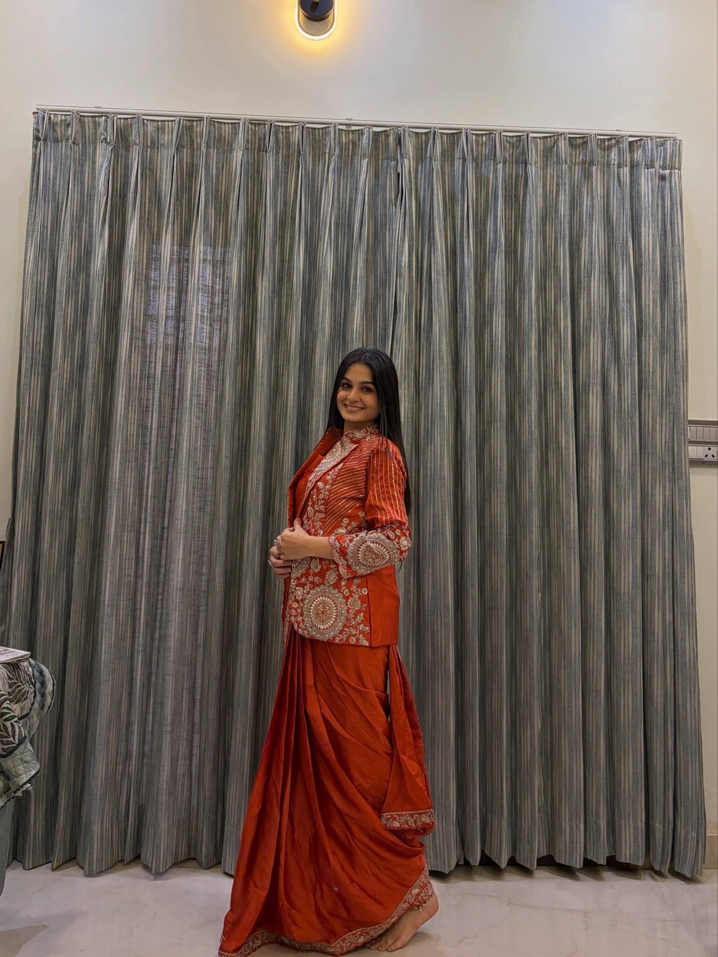 NEW SUPERHIT TRENDING READY TO WEAR SAREE WITH FULLY EMBROIDERED STYLIST BLOUSE AND KOTI ON RANGOLI FABRIC