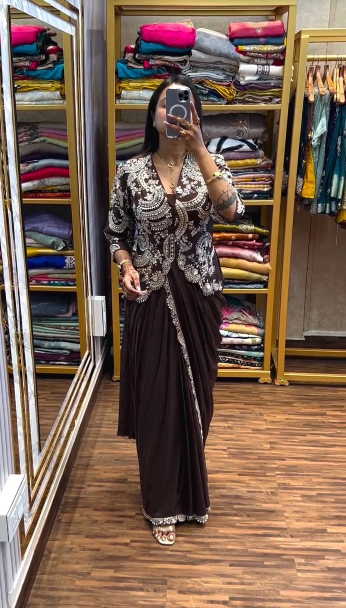 INDO-WESTERN DRAPE SAREE