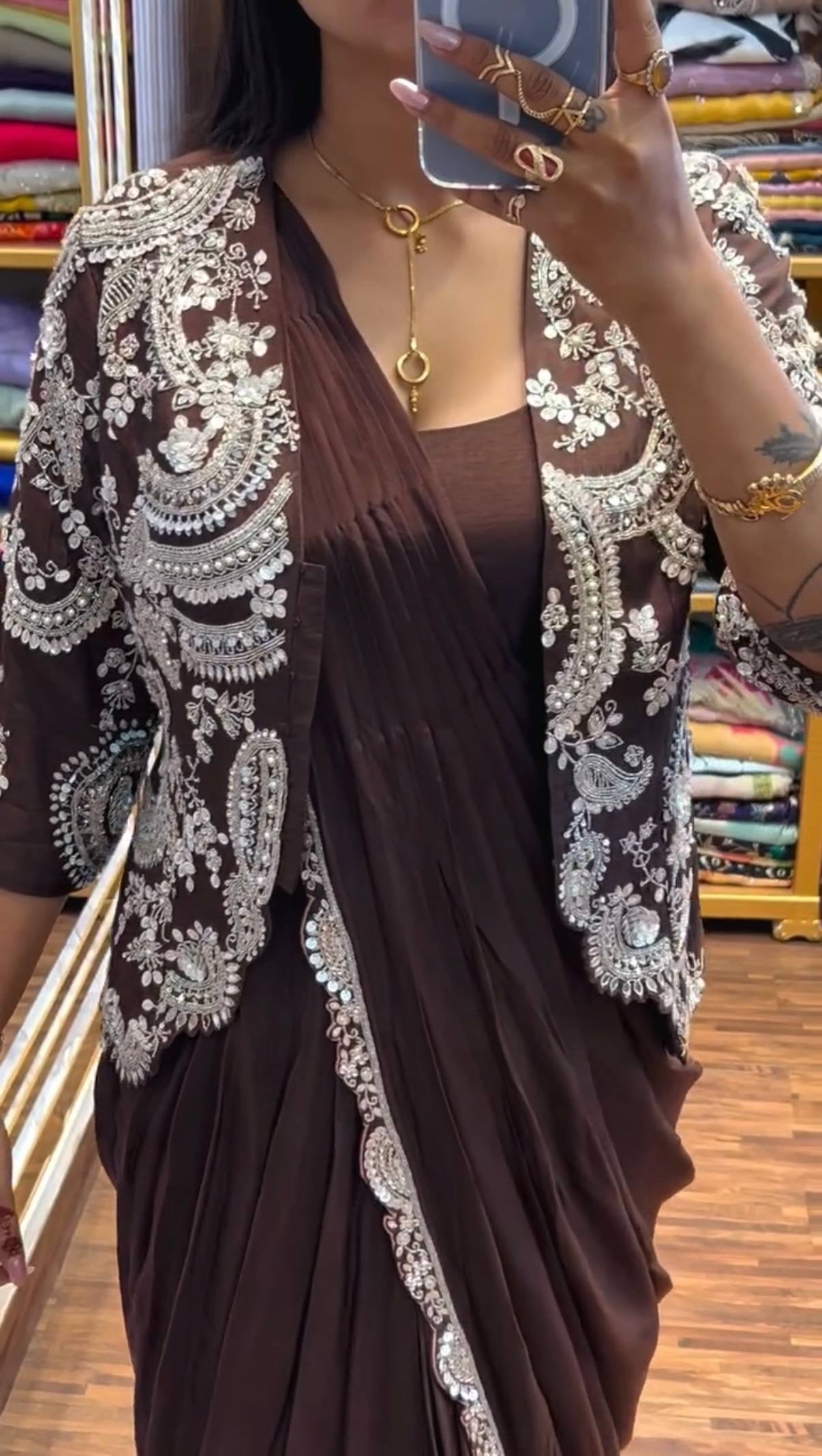 INDO-WESTERN DRAPE SAREE