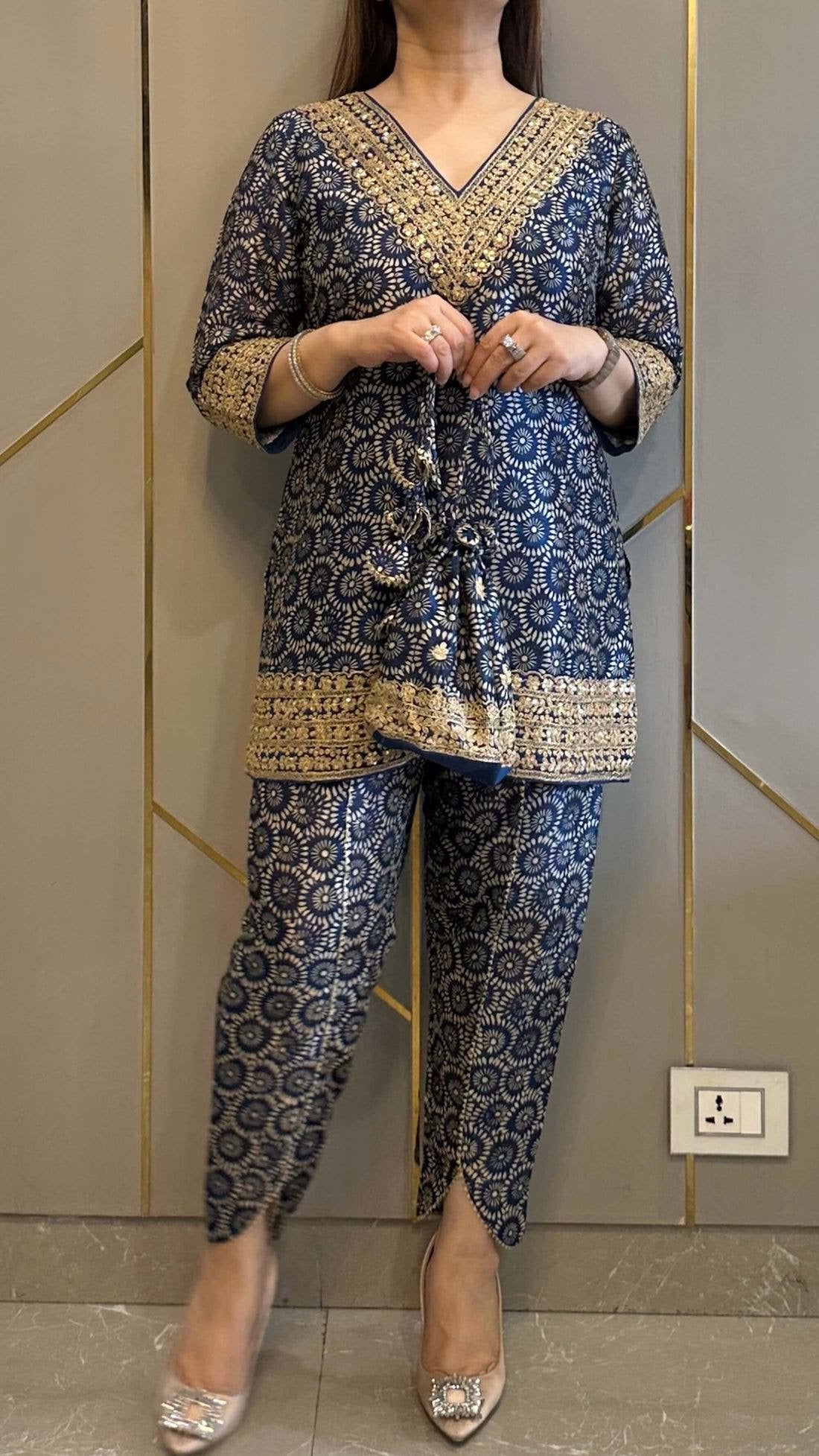 NEW SUPERHIT TRENDING FESTIVE COLLECTION CO-ORD SET WITH FULL EMBROIDERY WORK ON PRINTED MUL COTTON FABRIC