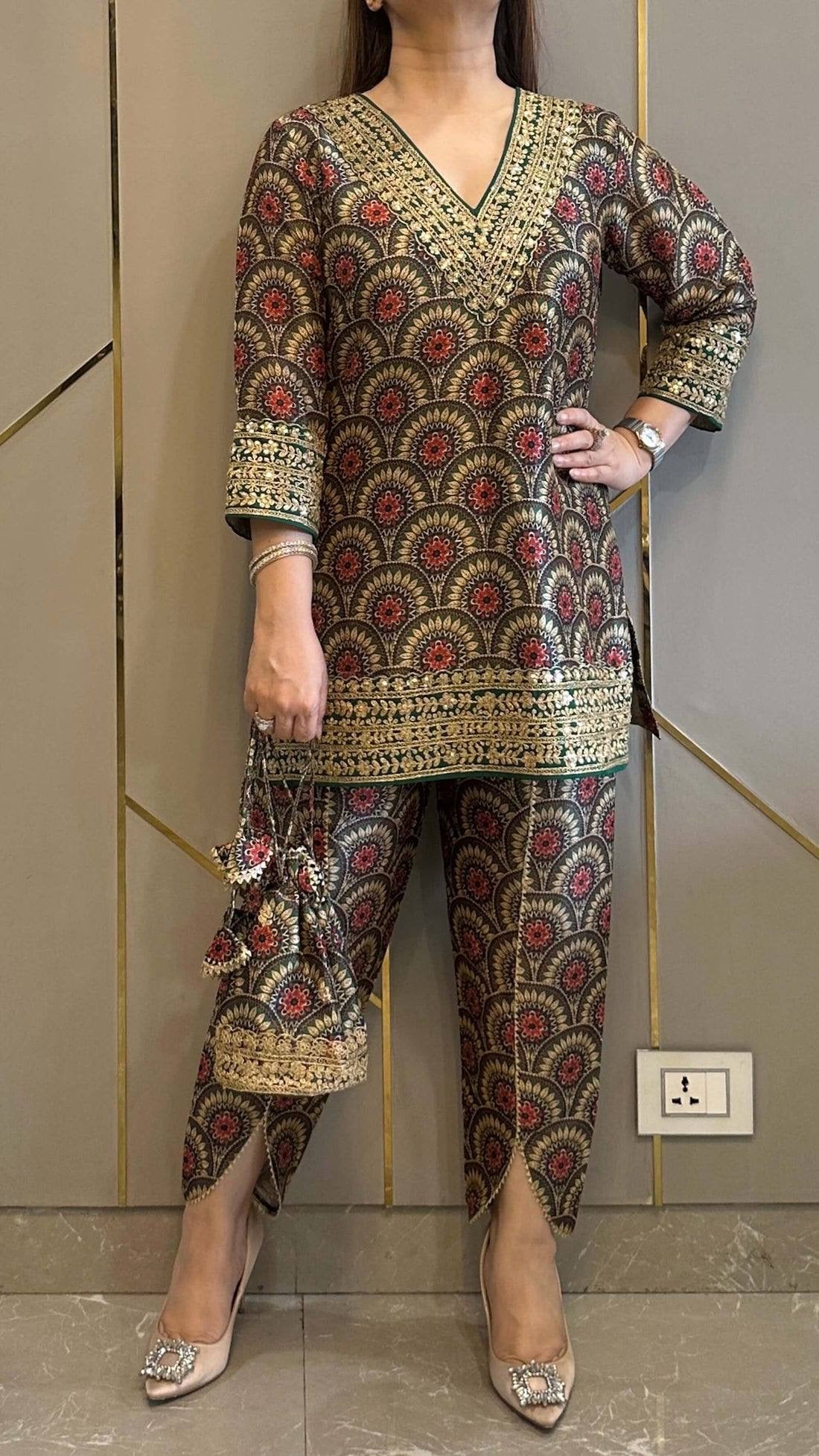 NEW SUPERHIT TRENDING FESTIVE COLLECTION CO-ORD SET WITH FULL EMBROIDERY WORK ON PRINTED MUL COTTON FABRIC
