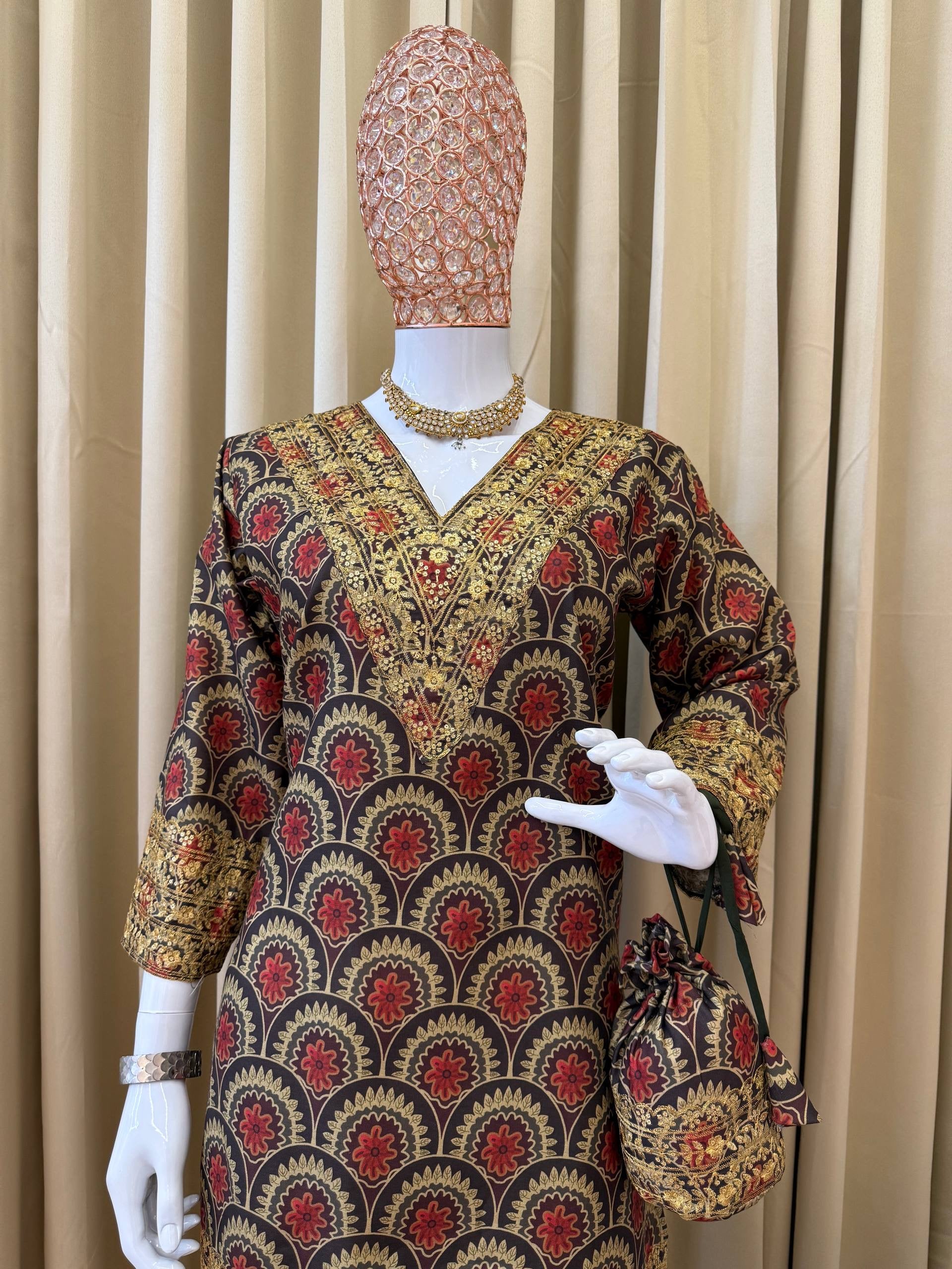 NEW SUPERHIT TRENDING FESTIVE COLLECTION CO-ORD SET WITH FULL EMBROIDERY WORK ON PRINTED MUL COTTON FABRIC