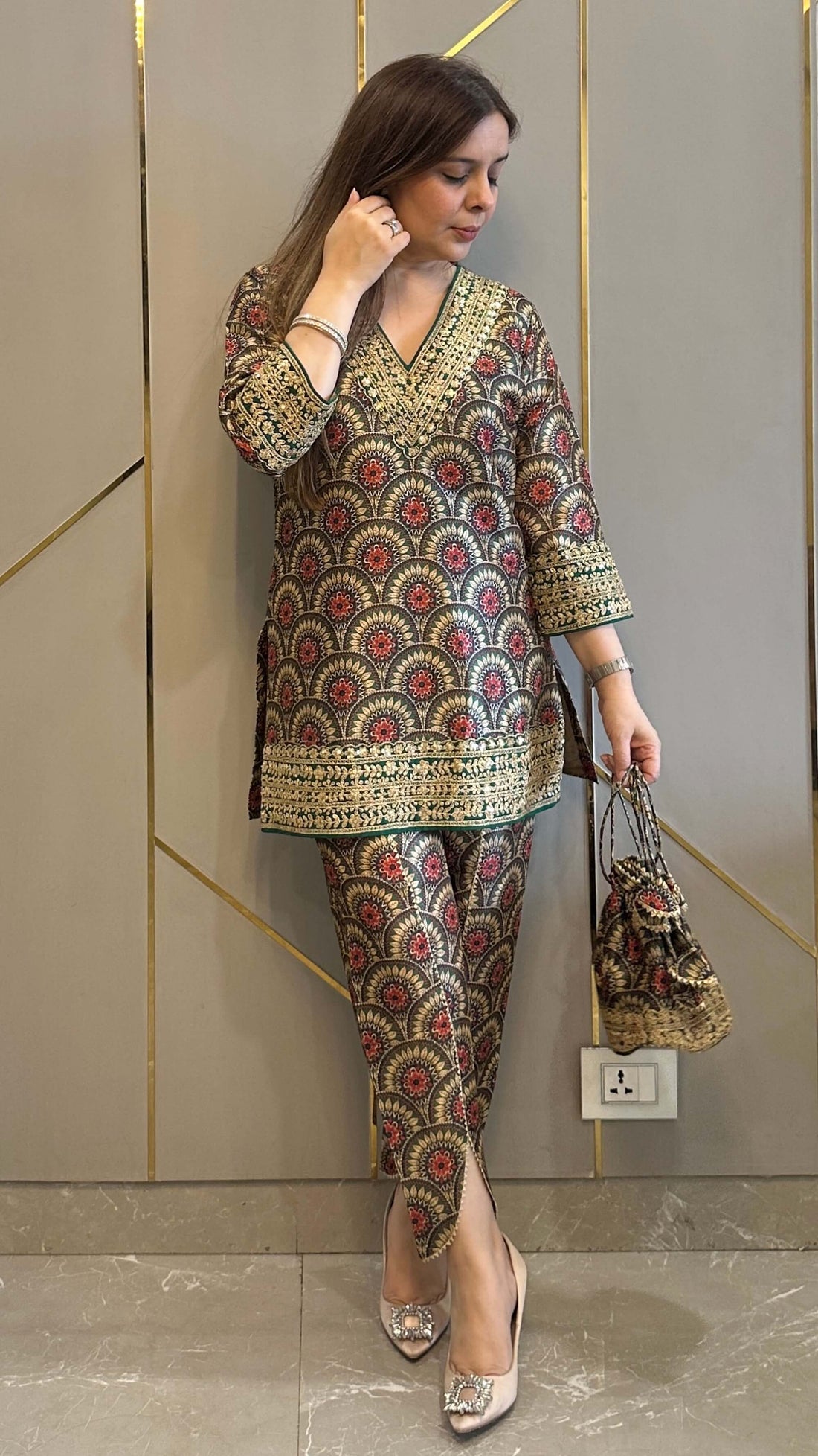NEW SUPERHIT TRENDING FESTIVE COLLECTION CO-ORD SET WITH FULL EMBROIDERY WORK ON PRINTED MUL COTTON FABRIC