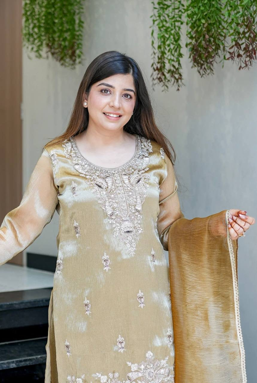 Heavy Embroidery Sequence Work Top-Bottom And Dupatta Set