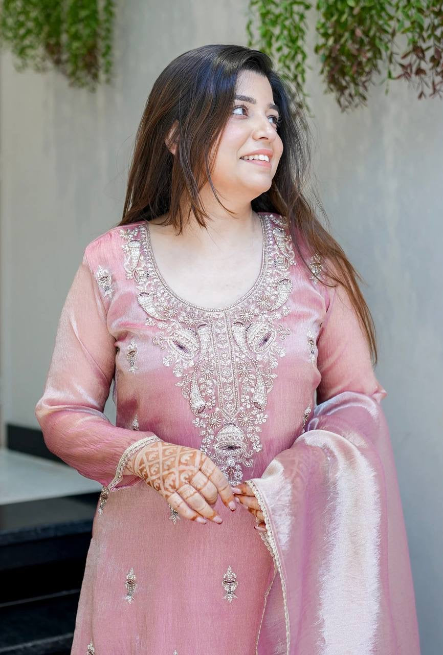 Heavy Embroidery Sequence Work Top-Bottom And Dupatta Set