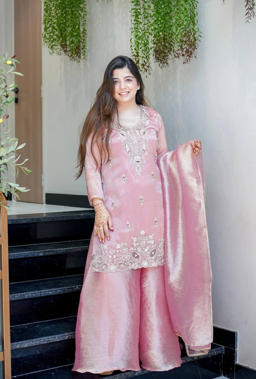 Heavy Embroidery Sequence Work Top-Bottom And Dupatta Set