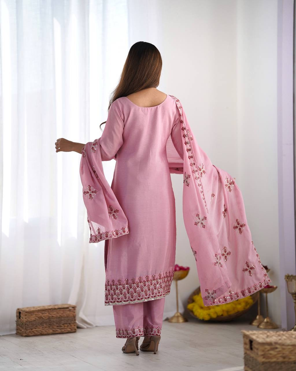 Designer Party Wear Look Top-Bottom and Dupatta With Heavy Embroidery Work
