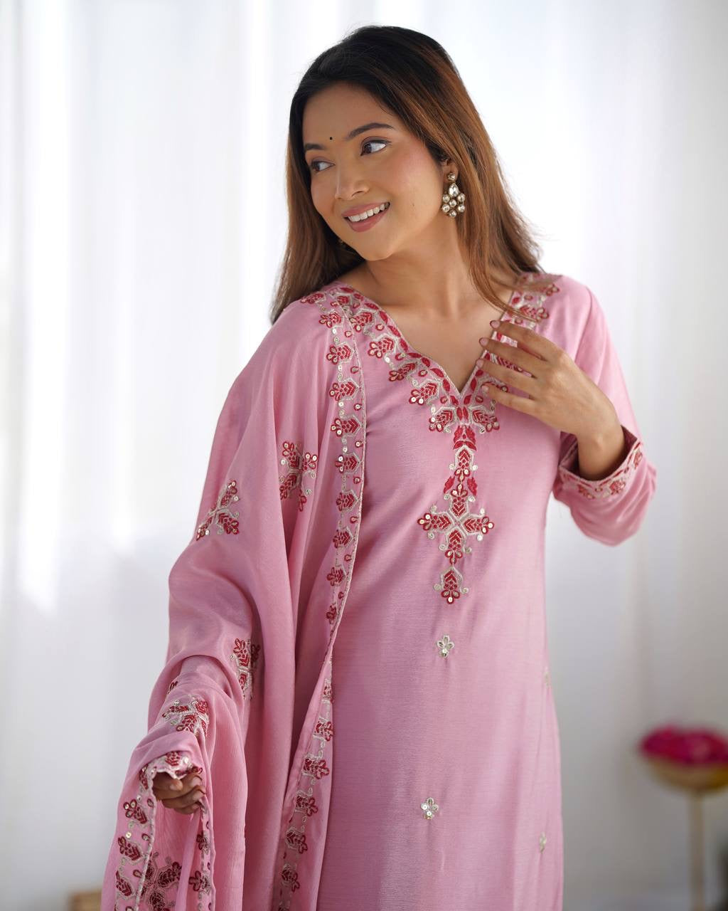 Designer Party Wear Look Top-Bottom and Dupatta With Heavy Embroidery Work