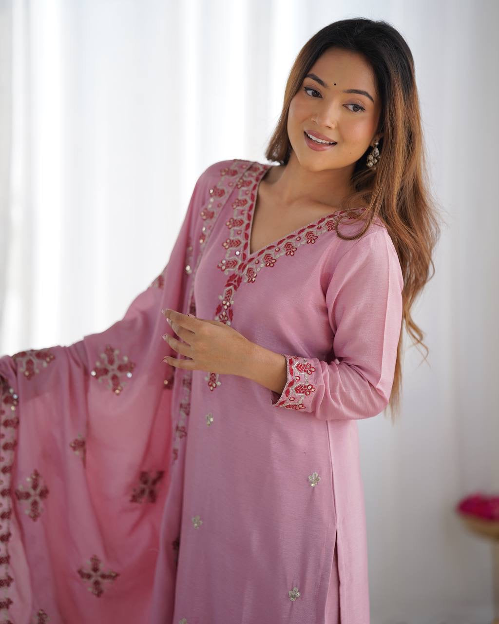 Designer Party Wear Look Top-Bottom and Dupatta With Heavy Embroidery Work