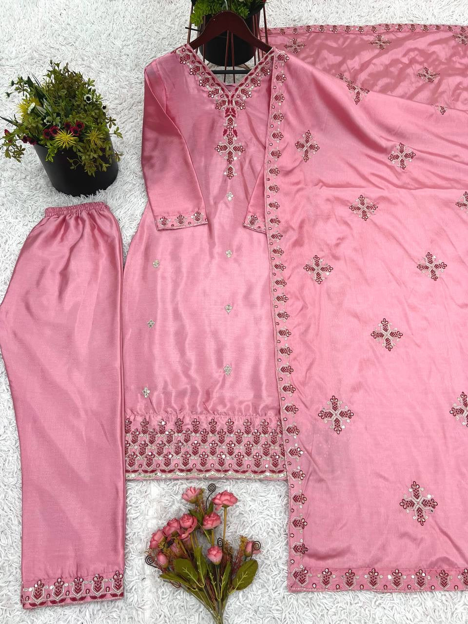 Designer Party Wear Look Top-Bottom and Dupatta With Heavy Embroidery Work