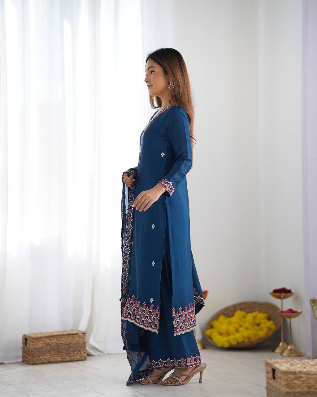 Designer Party Wear Look Top-Bottom and Dupatta With Heavy Embroidery Work
