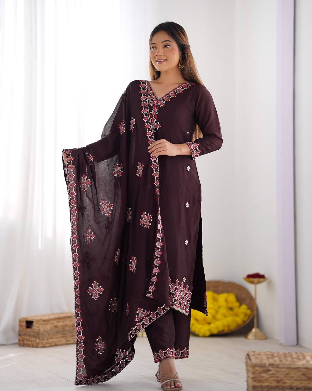 Designer Party Wear Look Top-Bottom and Dupatta With Heavy Embroidery
