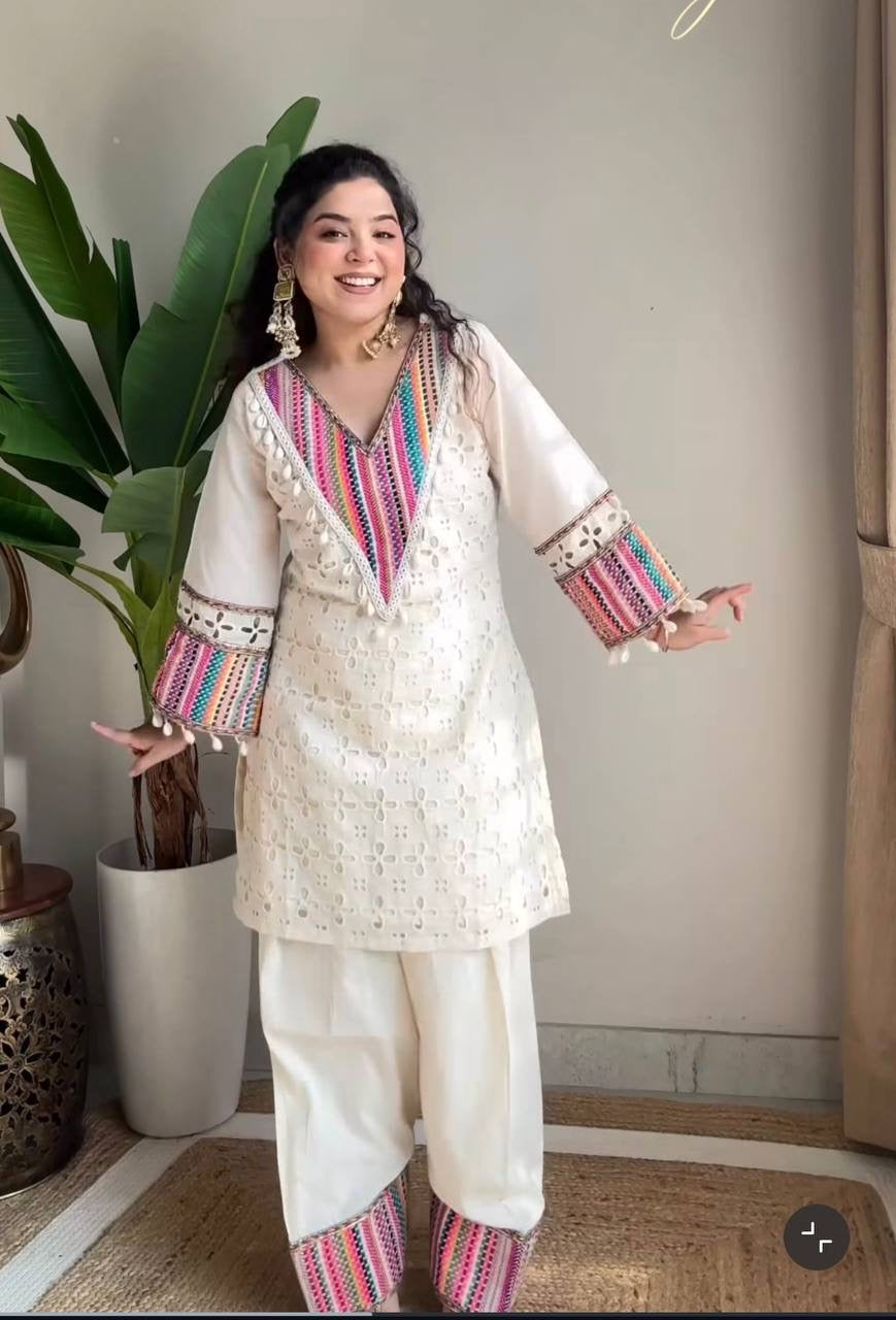 2-Piece Stylish Ensemble: Includes a well-fitted top and coordinated bottom Cord set