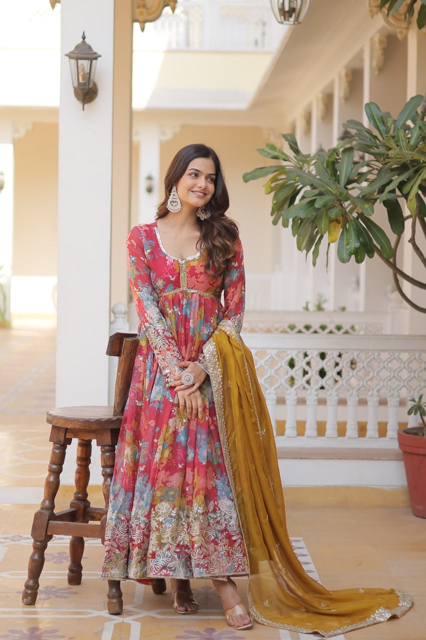 PREMIUM READYMADE ALIA CUT GOWN WITH DUPATTA SET