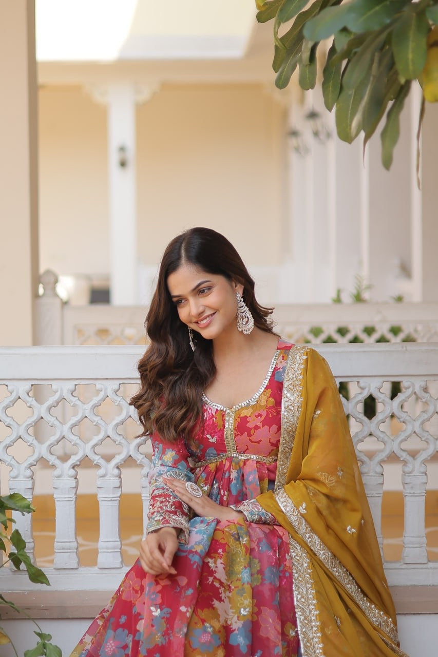 PREMIUM READYMADE ALIA CUT GOWN WITH DUPATTA SET
