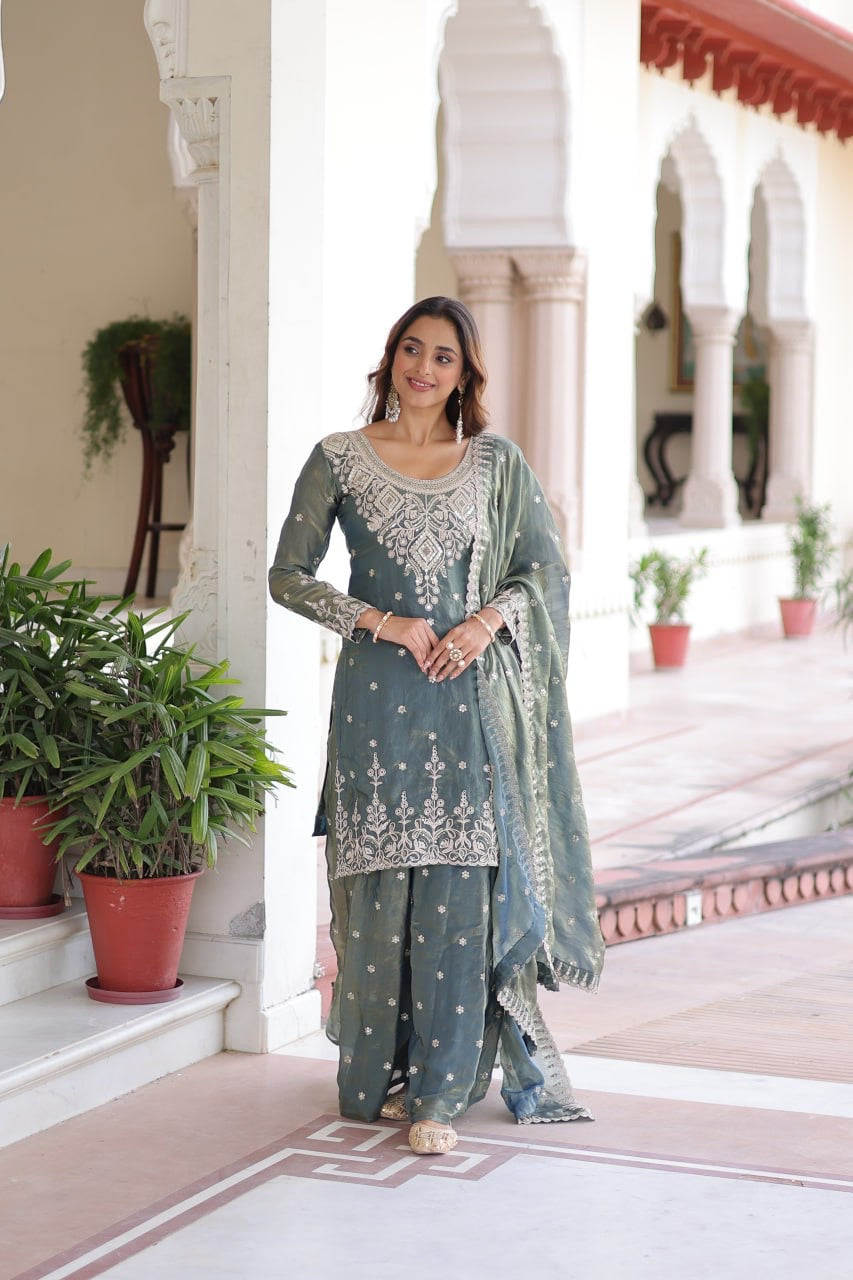 PREMIUM DESIGNER READYMADE TOP-SHARARA-DUPATTA