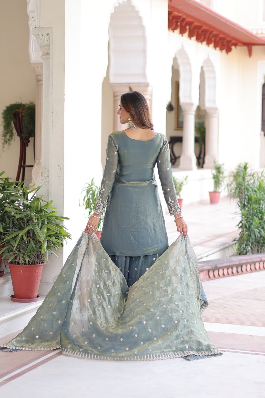 PREMIUM DESIGNER READYMADE TOP-SHARARA-DUPATTA