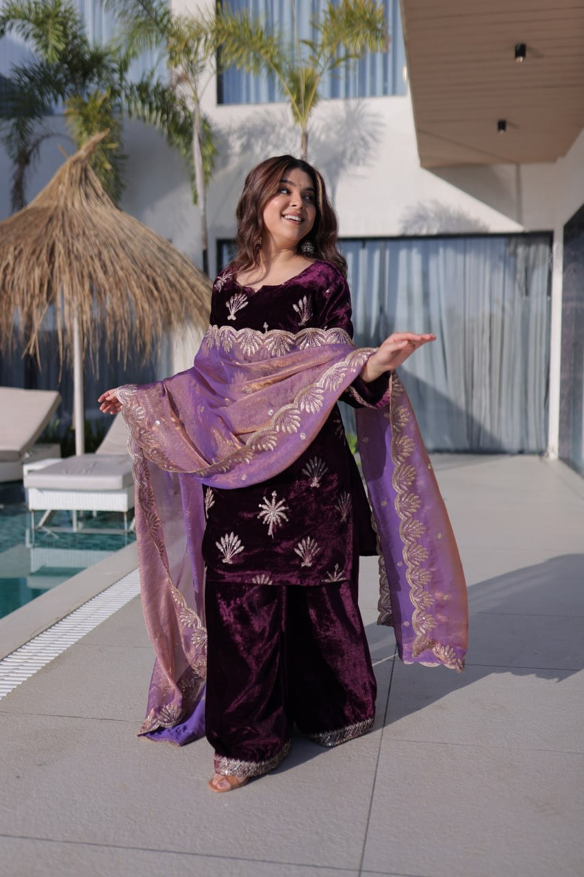 READYMADE TOP-PALAZZO WITH DUPATTA
