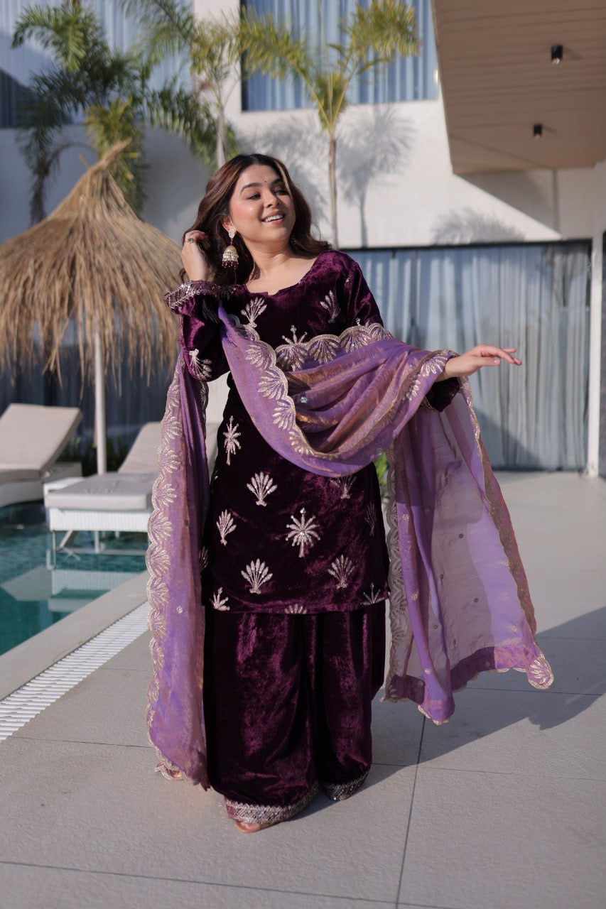 READYMADE TOP-PALAZZO WITH DUPATTA