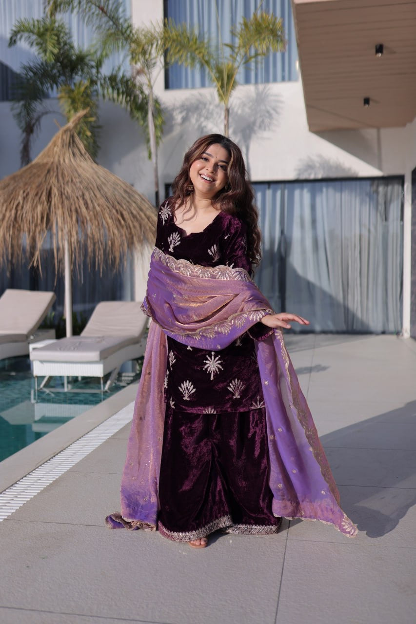 READYMADE TOP-PALAZZO WITH DUPATTA