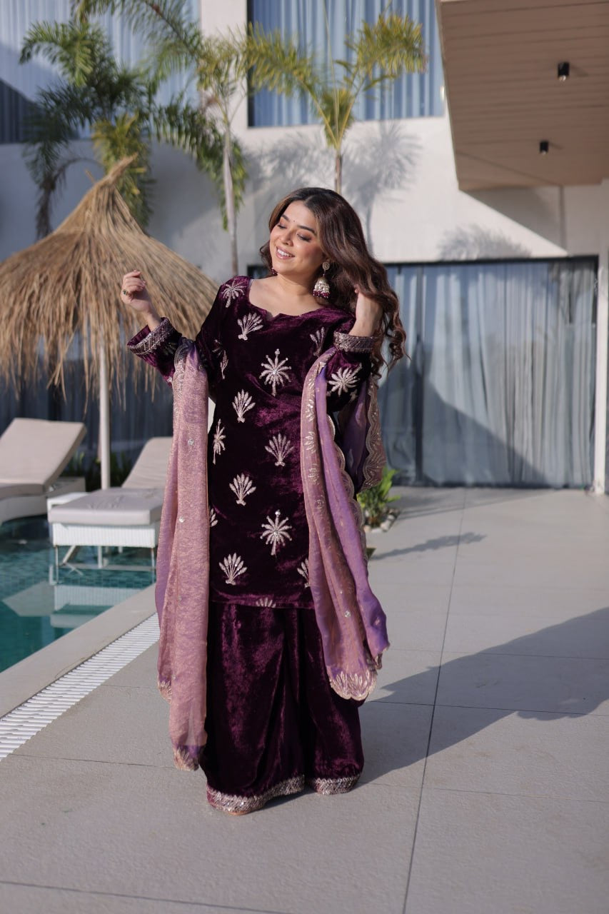 READYMADE TOP-PALAZZO WITH DUPATTA