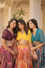 Lehenga Choli Russian Silk Rich Digital Printed With Foil Embroidery Work