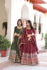 Lehenga Choli With Heavy Sequins & Thread Embroidered work