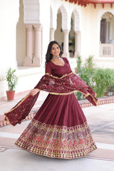 Lehenga Choli With Heavy Sequins & Thread Embroidered work