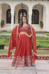 Lehenga Choli With Heavy Sequins & Thread Embroidered work