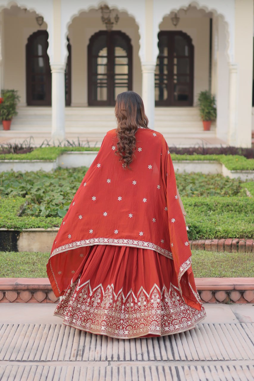 Lehenga Choli With Heavy Sequins & Thread Embroidered work