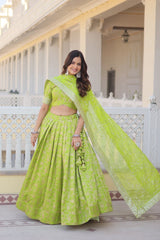 Designer Dyeable Pure Viscose Jacquard fabric Lehenga Choli & Dupatta Set