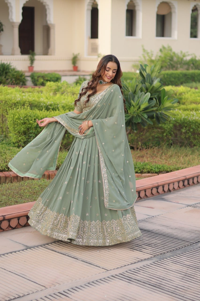 Premium Designer Sequins Embroiderd Readymade Lehenga choli Set