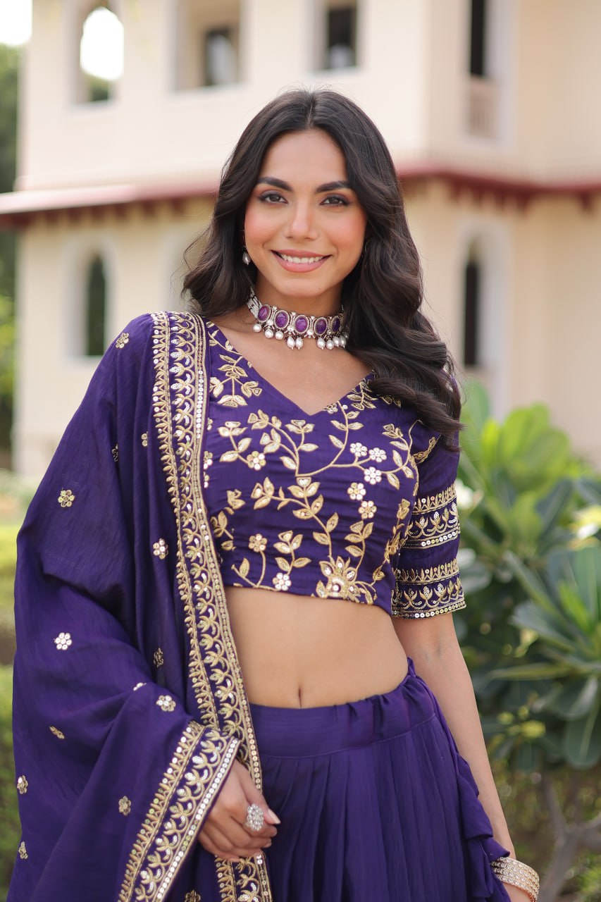 Premium Designer Sequins Embroiderd Readymade Lehenga Choli Set