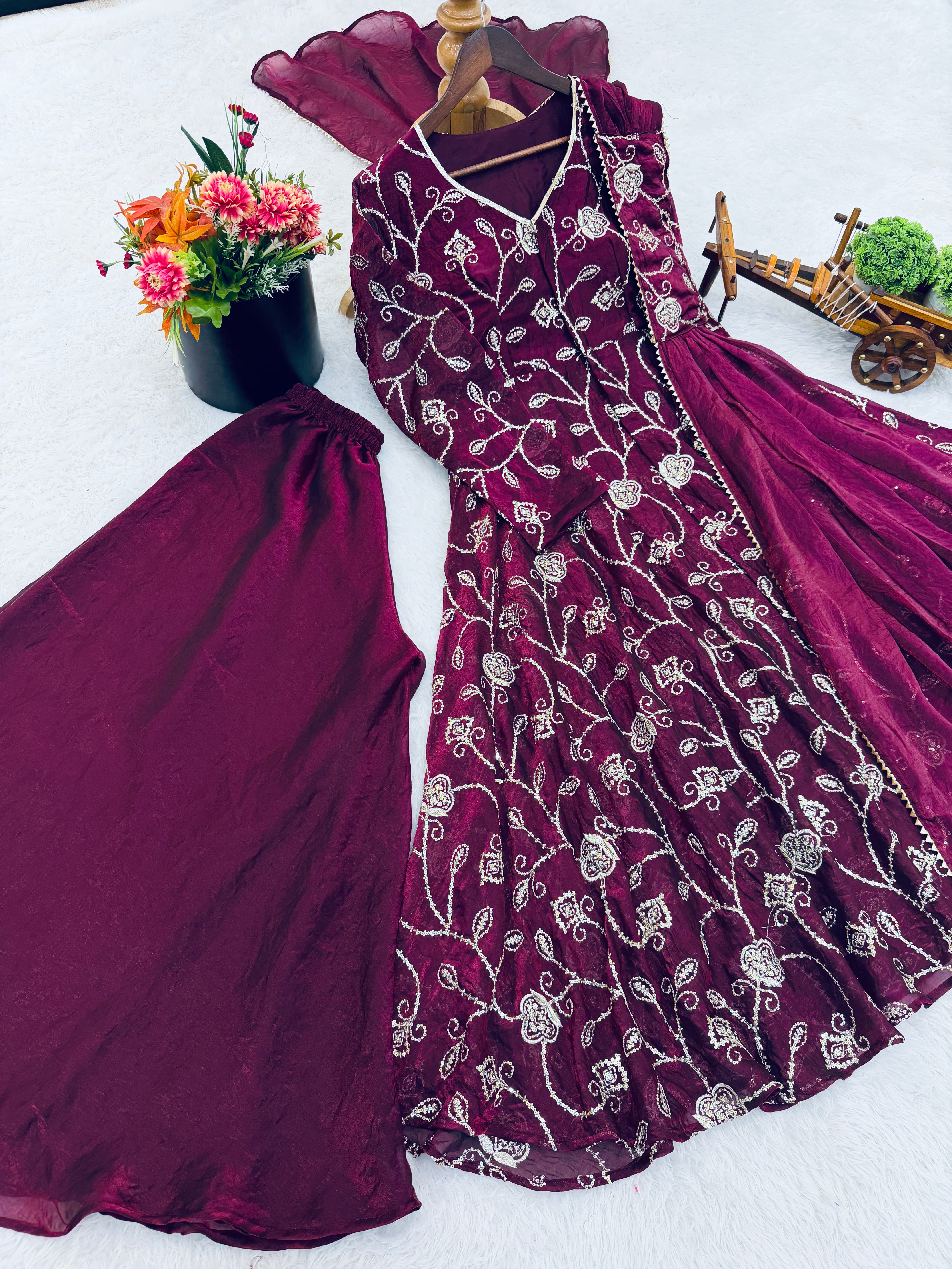 Festive Wear Designer Top Sharara Set with Dupatta – Premium Quality