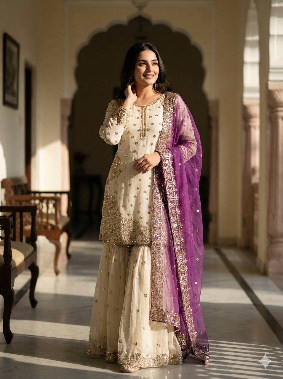 Eid Collection Pure Fendy Silk Top Bottom Dupatta Set with Heavy Embroidery Sequence Work
