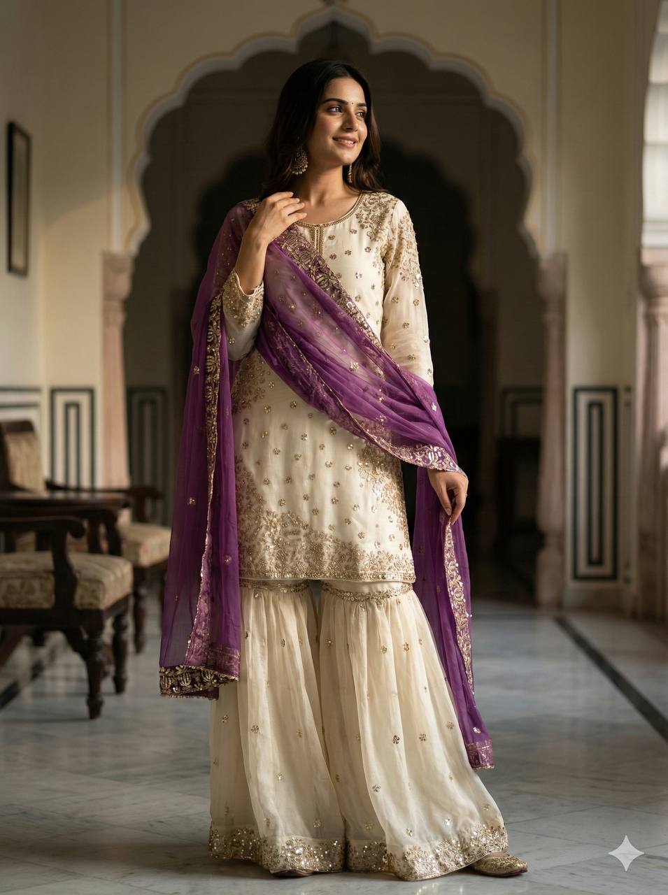 Eid Collection Pure Fendy Silk Top Bottom Dupatta Set with Heavy Embroidery Sequence Work